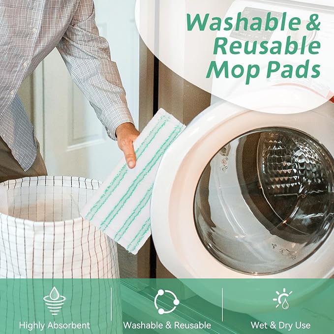Microfiber Mop Pads Replacement for Quick Shine Hard Surface Floor Polish Mop: Washable &amp Reusable Mop PadWet Dry HardFloor Cleaning Refills (6 Pack)