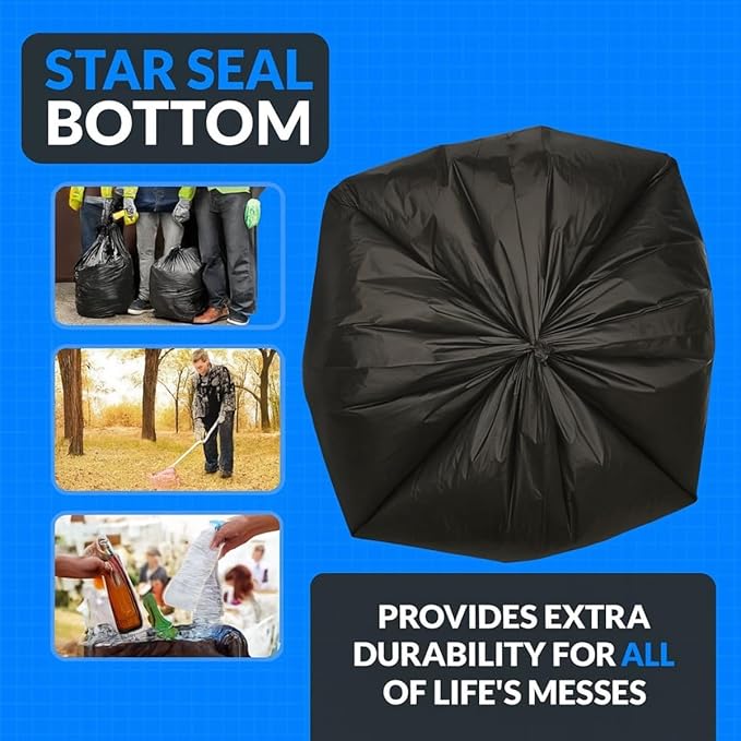 40–45 Gallon Trash Bags 40 x 46 Inch – 1.5 Mil Heavy Duty Black Garbage Bags 100 Count – Large Can Liners for Commercial Contractor and Cleanup Use