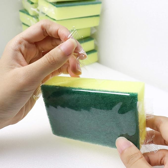 30 Pack Sponge Individually Wrapped Non Scratch Scrouing Sponges for Household Cleaning Dishes Kitchen Apartment Car Bike