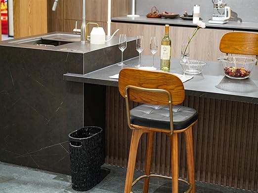 5 Gallon Wicker Trash CanBlack Bathroom Trash CanWicker Trash Basket with HandlesHandwoven Small Waste Basket for BathroomBedroomKitchenOffice20 Liters