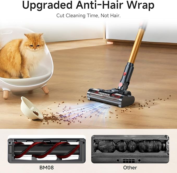 Cordless Vacuum Cleaner 550W/50Kpa/70Mins Vacuum Cleaners for Home with Smart Auto Mode/LED Touch Display Self-Standing Cordless Stick Vacuum Rechargeable Vacuum Cleaner for Pet Hair/Carpet/Floors