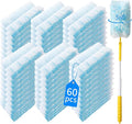 60 Count 360° Heavy Duty Duster Refills Compatible with SwifferLarge Size-Extra Thick Disposable Electrostatic Duster Refill with 1 Retractable Handle(35-inch Length Fully expanded)