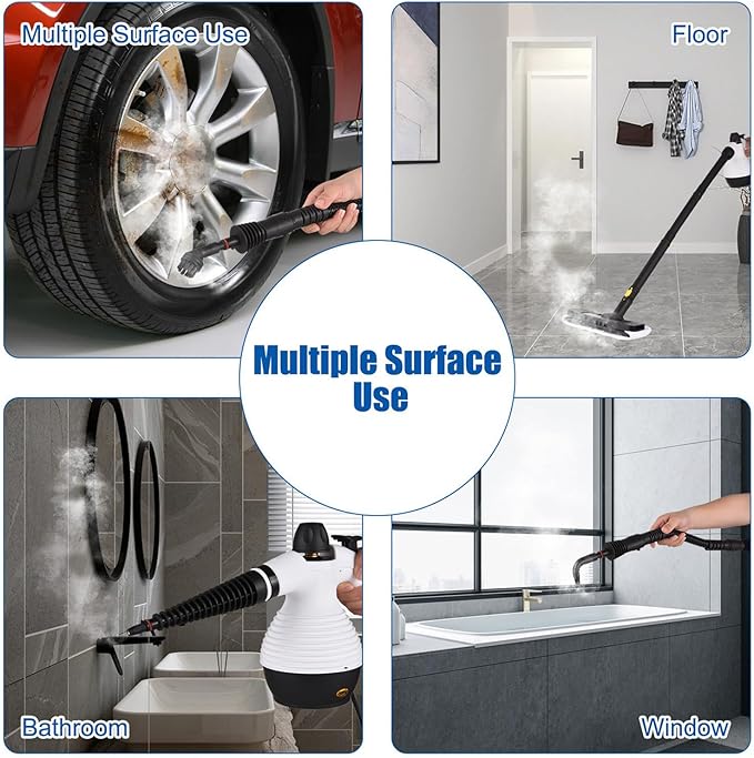 ZJchao Steam Cleaner 3 Bar 1050W High Temperature High Pressure Steam Cleaner Handheld Portable with 350ml Water Tank for Home Cleaning (US Plug)