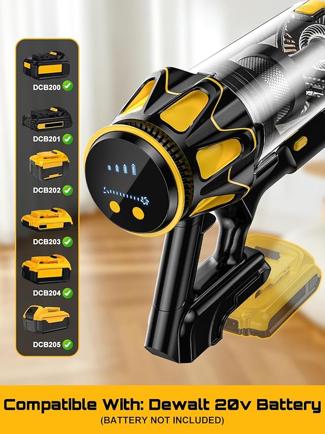Cordless Vacuum Cleaner for DeWalt 20V Battery 45KPA 400W Vacuum Cleaners for Home Self-Standing Stick Vac w/LED Display Anti-Tangle Lightweight Vacuum for Carpet Floor Car(Battery Not Included)