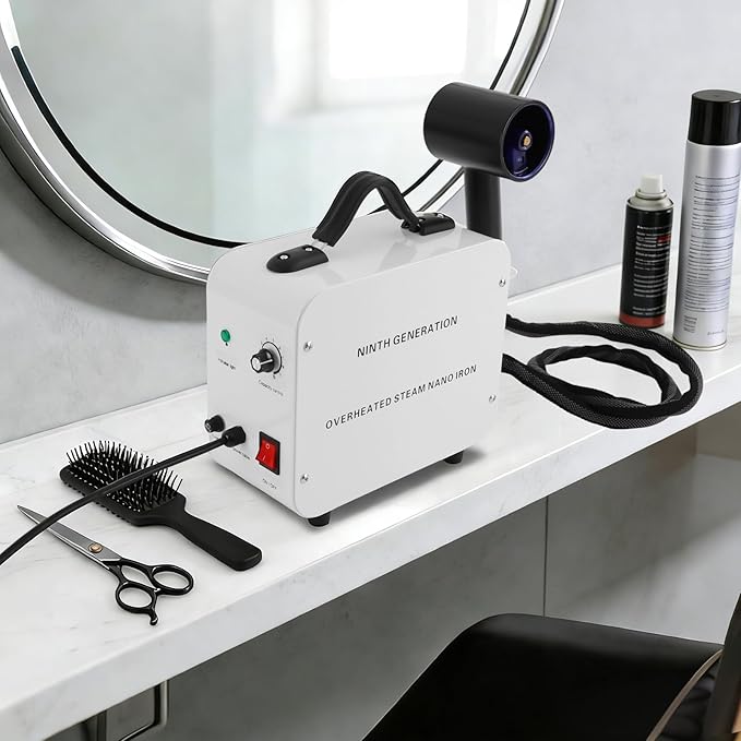 Nano Hair Steamer Machine Handheld Steam Gun with Adjustable Mist Hair Salon Spray Humidifier Tool for Homes Beauty Hospitals Offices Pet Stores 11.83oz Tank Negative Ion Blue Light