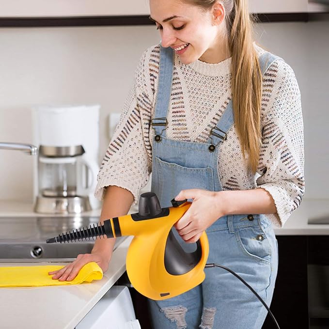 Dr. Purifier Handheld Pressurized Steam Cleaner with 9-Piece Accessory Set - Multi-Purpose and Multi-Surface All Natural Chemical-Free Steam Cleaning for Home Auto Patio More