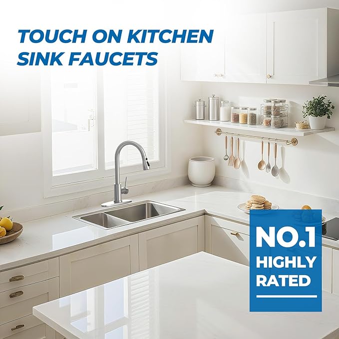 WEWE Kitchen Faucet with Soap Dispenser and Pull Down Sprayer RV Single Handle Classic 3 Modes Stainless Steel Faucet for Kitchen Sink RV Stainless Steel