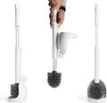 ELYPRO Toilet Brush with Holder – Drip-Free Hygienic Bathroom Scrubber with No-Drip Caddy Built-in Spout Fast-Drying Ventilated Design Compact Toilet Cleaner for RV Boat Home – White