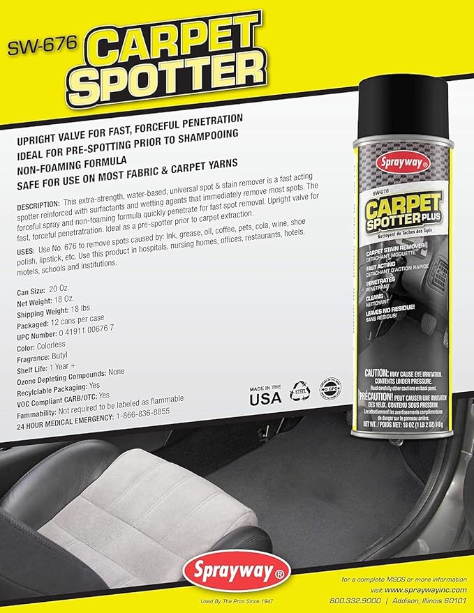 SW676-12PK Carpet Spotter Cleaner Net 18 Oz. Pack of 12