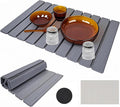 Large Diatomite Kitchen Counter Drying Mat – 24”x16” Aesthetic Stone Mat for Dishes Roll-Up Space-Saving &amp Quick-Drying Stone Rack