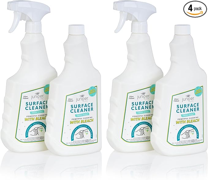 Juniper Surface Cleaner With Bleach All-Purpose Cleaner for Bathroom Kitchen Toilet 25 Fl. Oz Trigger Spray Bottle (Pack of 4) Total 100 Ounce