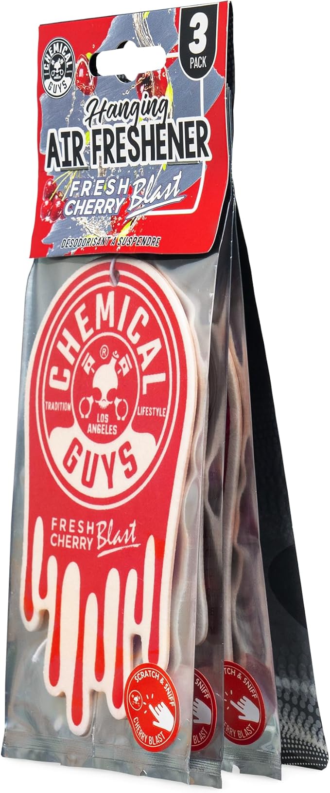 Chemical Guys Hanging Air Freshener Fresh Cherry Scent 12 Pack Great for Cars Trucks SUVs RVs Home Garage Workspace Dorm Room &amp More (4 x 3 Packs) - AIR40604