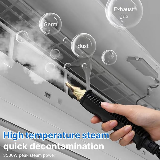 Irishom Steam Cleaner Handheld with 4pcs Accessories Touch Screen 6 Levels Adjustable 15s Fast Steam Deep Cleaning with Portable Handle 1200ml/40.5oz Water Tank