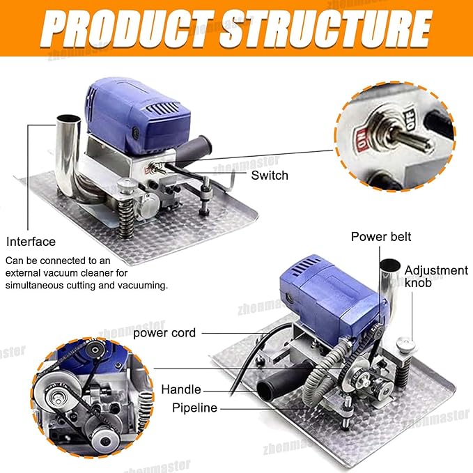 Electric Carpet Cutter &amp Flat Rug Shearing Machine 500w Motor 3-Inch Rotating Blade Adjustable Height - Portable Tool for Carpet Making Tufted Rug Trimming &amp Home Renovation