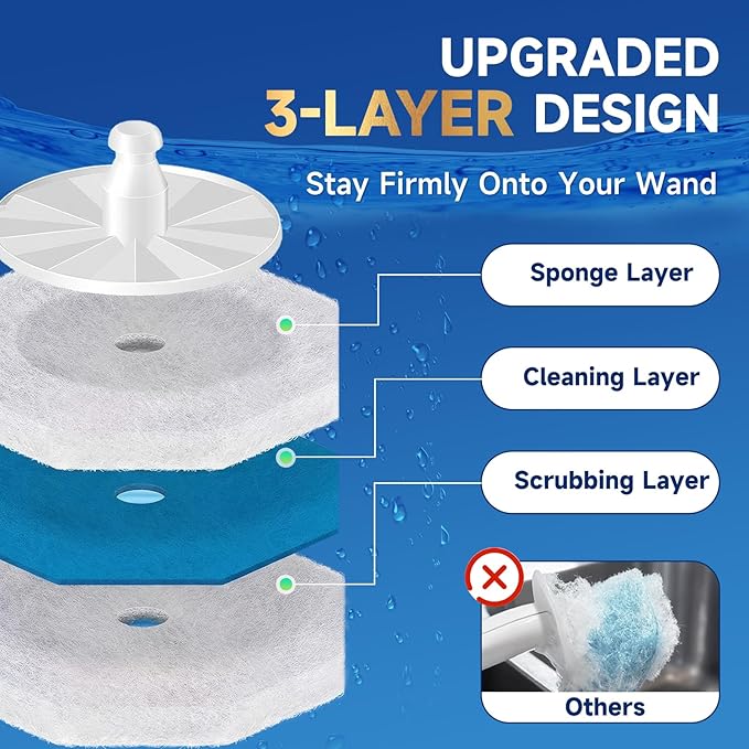 50 Count Toilet Wand Refills Compatible for Clorox 5X Cleaning Power Toilet Bowl Cleaners &amp High-Density Disposable Toilet Brush Scrubber - No Falling Apart Instant Foam Cleaning