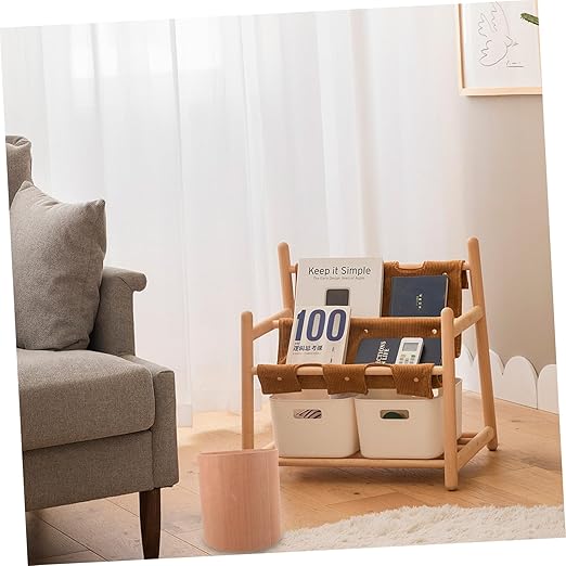 Cabilock Japanese Style Wooden Trash Can for Office Desk Minimalist Design Capacity Wastebasket for Home Office Decor
