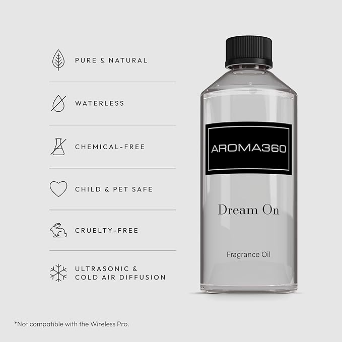 Aroma360 Dream On Fragrance Oil Blend - 500ML - Scented Aromatherapy Diffuser Oil with Serene White Tea Healing Aloe Vera and Warm Earthy Cedar