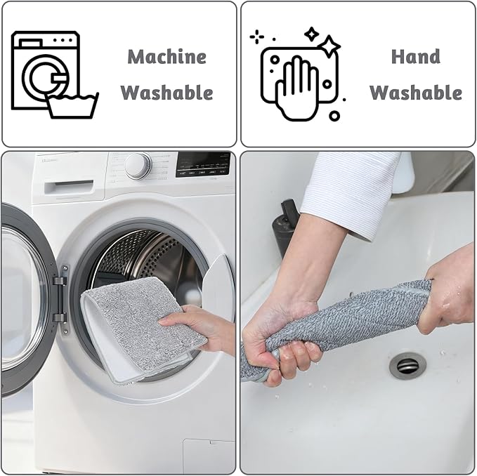20 PCS Flat Mop Head Replacement Pads Reusable Mop Pad Refill Washable Microfiber Mops for Wet/Dry Mops Flat Floor Cleaning Floor Care System (Grey)