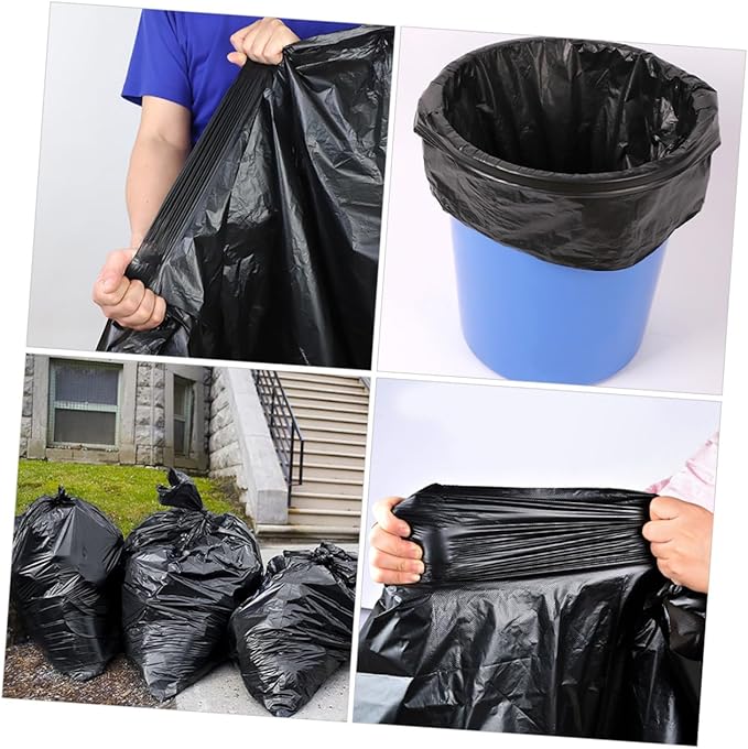 CLISPEED 50pcs Large Trash Bags 80x100cm Heavy Duty Contractor Garbage Bags for Outdoor Gardening Kitchen Use Black for 100l Bins