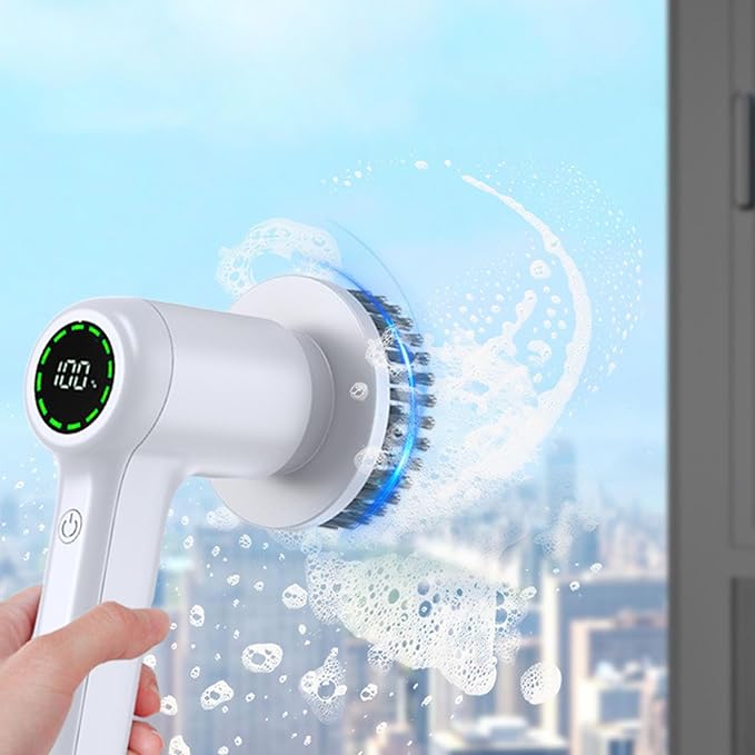 Pssopp Electric Cleaning Brush Dual Speed Handheld Power Scrubber with 3 Brush Heads for Cleaning Shower Tile Grout Sink
