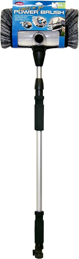 Carrand 93977 Flow-Thru 10 Quad Power Wash Soap Mixing Brush with 55 Aluminum Extension Pole  Black