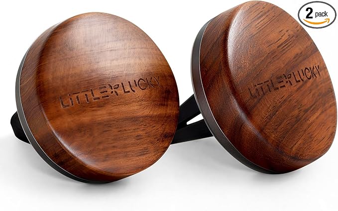 Littlelucky Car Air Freshener 2 PCS North America Walnut Wood Car Air Freshener Vent Clip for Hidden Air Vent etc 4 PCS Scent Refills 2 Natural Plant Extract Fragrance Long-lasting for 120 Days