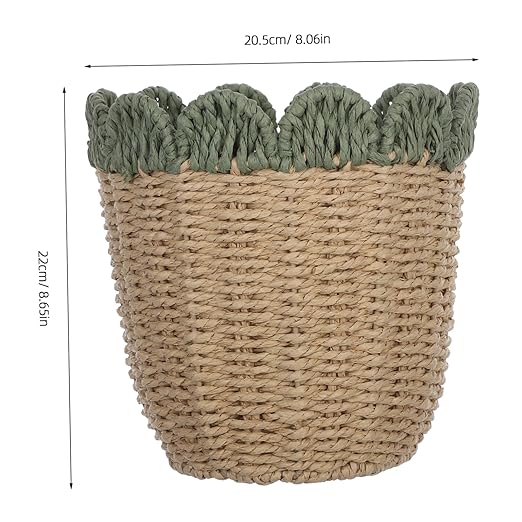 Scalloped Edge Desktop Trash Bin for Organizing Office Home Bedroom Stylish Round Wastepaper Basket for Modern Decor