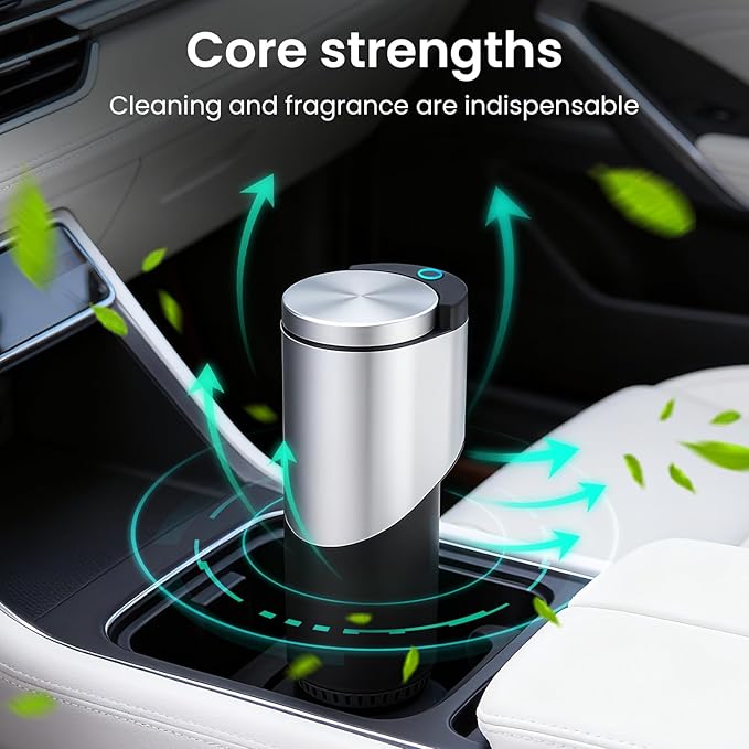 2 in 1 Car Air Freshener and Garbage Can Multifunctional Car Aroma Diffuser with Trash Bin Portable Car Odor Eliminator &amp Interior Organizer for Auto Truck SUV Vehicle(Black)