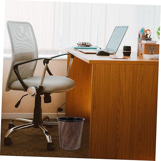 Veemoon Imitation Wood Grain Trash Can Waste Basket for Bathroom Kitchen Office Design for Under Desk Use Convenient Clean Up