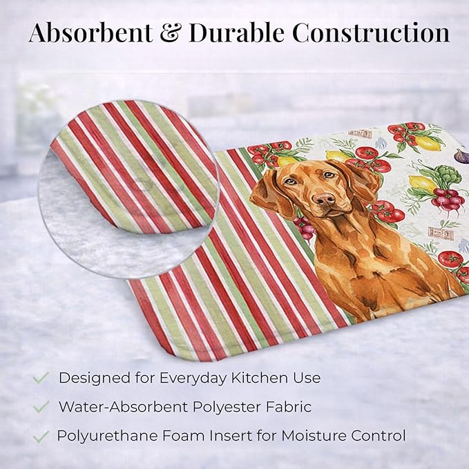 Caroline's Treasures Vizsla Vegetables Dish Drying Mat Absorbent Dish Drying Mat Pad for Kitchen Counter Dish Drainer Mat for Countertop 14 x 21 Multicolor