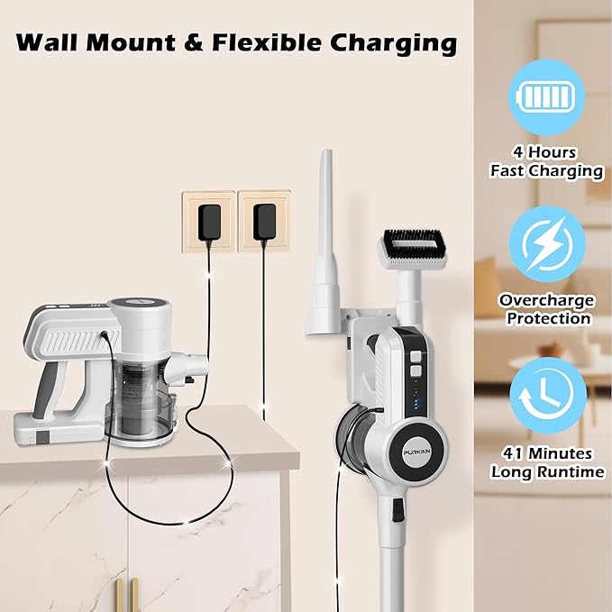 PURKINN B8 Cordless Vacuum 200W Brushless Motor &amp 28000Pa Suction 3-Mode for Carpet &amp Hard Floor Lightweight Stick Handheld Vacuum Cleaner for Home and Car