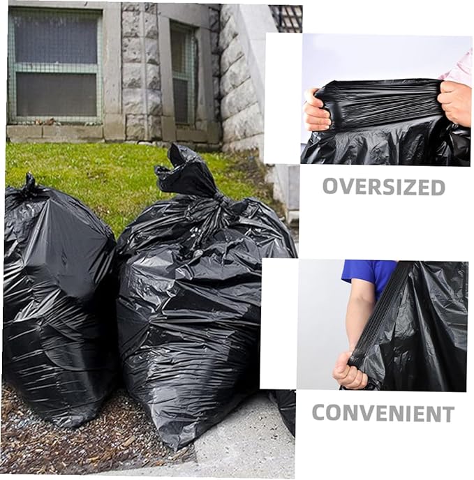 COHEALI 50pcs Heavy Duty Large Garbage Bags 80x100cm Black Trash Bags for Kitchen Office Outdoor Use Suitable for 100l Bins Commercial Contractor Waste Disposal
