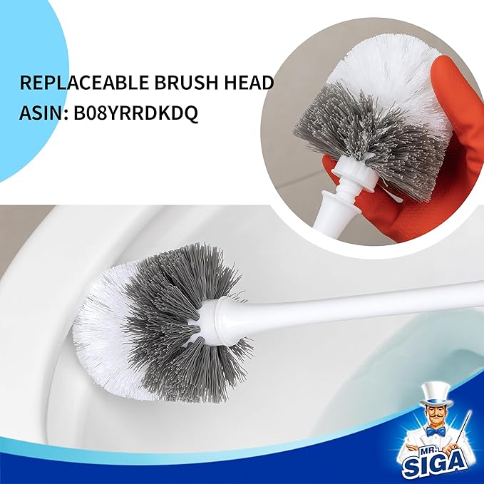 MR.SIGA Toilet Plunger and Bowl Brush with Holder Heavy Duty Toilet Brush and Plunger Set for Bathroom Cleaning White 1 Set