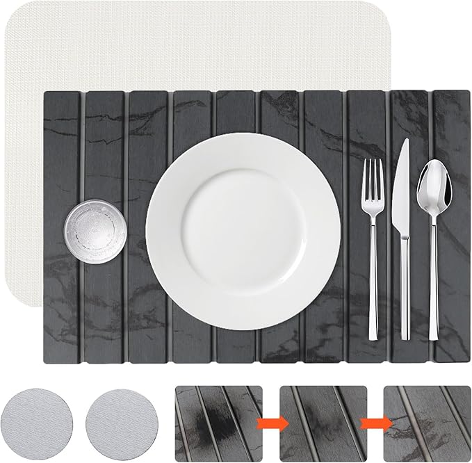 23*16'' Large Diatomaceous Earth Stone Quick Drying Mat For Kitchen Counter Bathroom Foldable and Absorbent Drying Stone Mat Home Pad Fast-Drying Floor Mat Dark Gray