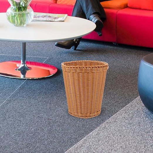 Healifty Woven Trash can Small Desktop Waste Basket Natural Style Storage Bin for Office Bathroom Bedroom Kitchen 9.64X8.26X6.29 Inches