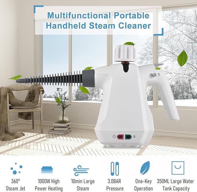 1000W Portable Handheld Steam er High Temperature Pressurized Steam ing ioshine with Brush Heads Measuring Cup for Kitchen Furniture Bathroom Car