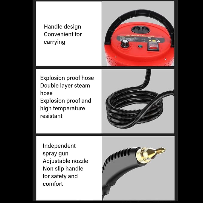 Handheld Steam Cleaner 2500W 1400ml High Pressure High Temperature Steam Cleaner with 6 Adjustable Gears Portable Steamer Cleaning Machine for Home Kitchen Car Beauty Salon