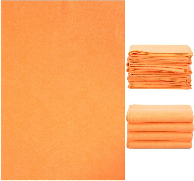 10 Pack Shammy Cloths 27 X 20 Inch Extra Large Absorbent Cleaning Towels Reusable Multi Purpose Chamois for Car Drying Home Kitchen Bathroom and Pet Machine Washable and Scratch Free Orange