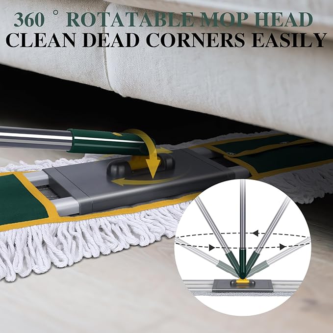 Masthome 36 Commercial Mop with 3 Microfiber Pads &amp Spin Mop and Bucket Set with 3 Mop Pads for Floor Cleaning - Home &amp Office Suitable