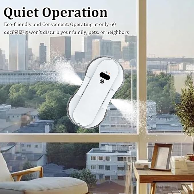 Window Cleaning Robot Tuya APP Control 5600Pa Strong Suction Automatic Glass Cleaner with 3 Cleaning Modes 6.2cm Ultra-Thin Window Cleaner Robot for High-Rise Homes/Offices
