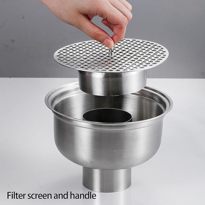 Industrial Grade Round Floor Drain with Concealed Handle Stainless Steels Enduring Concealed Handle Stainless Steels Enduring