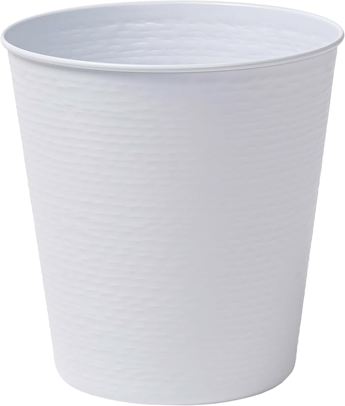 happimess HPM1112D Remi Modern Classic Textured Steel 2-Gallon Wastebasket for Home Bathroom Living Room Office Bedroom Kitchen Matte White