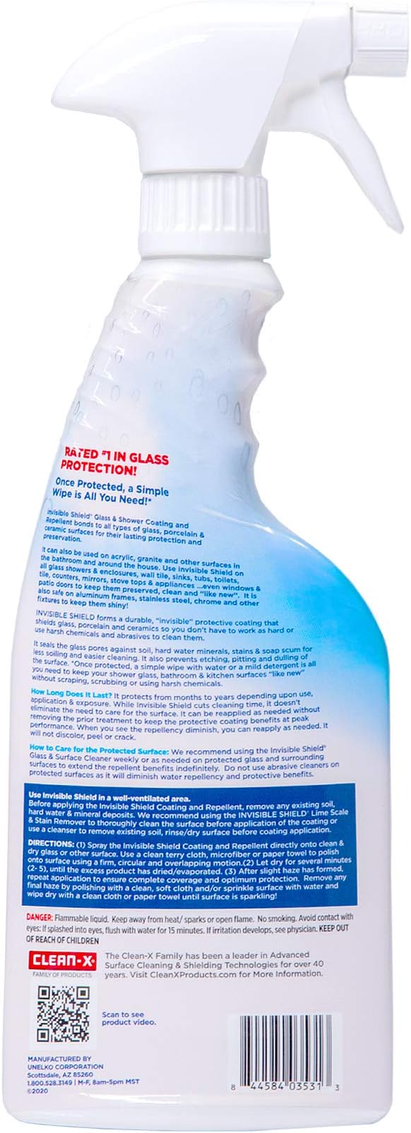 Invisible Shield Protective Glass Shower Coating for Showers Mirrors Windows Tile to Repel Soap Scum and Hard Water Minerals for Easier Cleaning (2 Pack) 16 oz