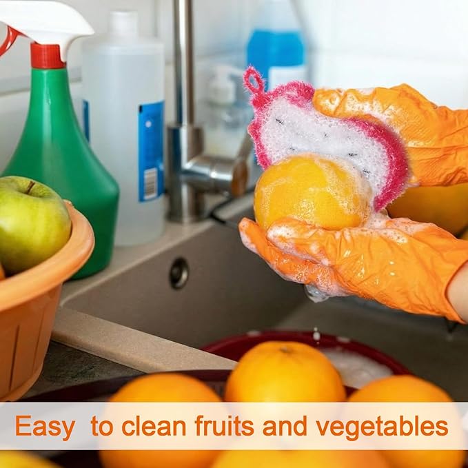 Mifoci 16 Pcs Fruit Dish Scrubber Non Scratch Dish Washing Scrubbers Double Layered Dishes Washing Sponges Reusable Household Cleaning Kitchen Tools for Dishwashing Dishes Cookware Tubs Sinks