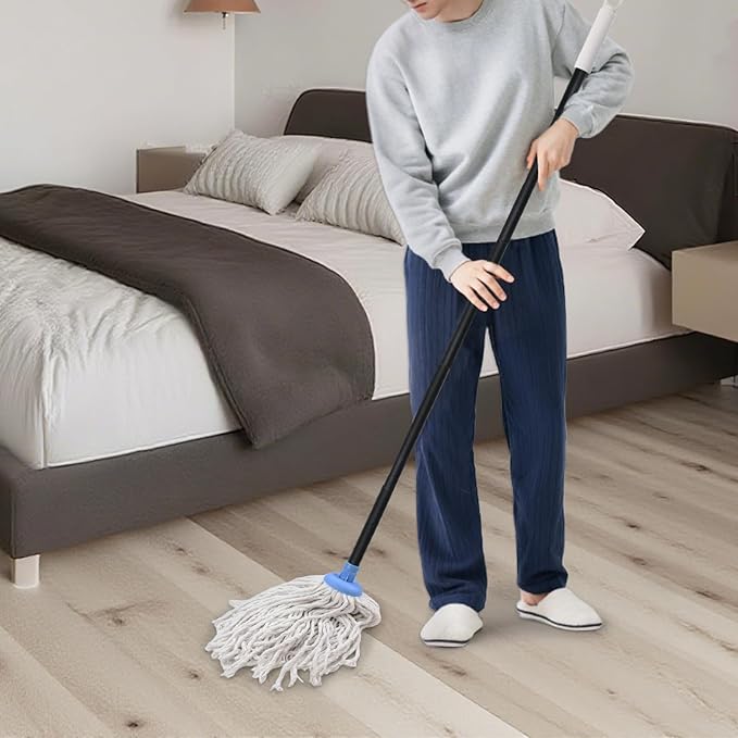 Indoor Mop for Floor Cleaning - Cotton Mops for Floor Cleaning 52-inch Simple Mops for Cleaning Living Rooms Bathrooms and Kitchens.