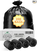 200 Count Heavy Duty Black Trash Bags 30-33 Gallon 32 x 38 Inch Large Garbage Bags 18 Micron Thick Strong Leak-Resistant Tall Kitchen &amp Outdoor Garbage Bags for Home Kitchen Office Lawn