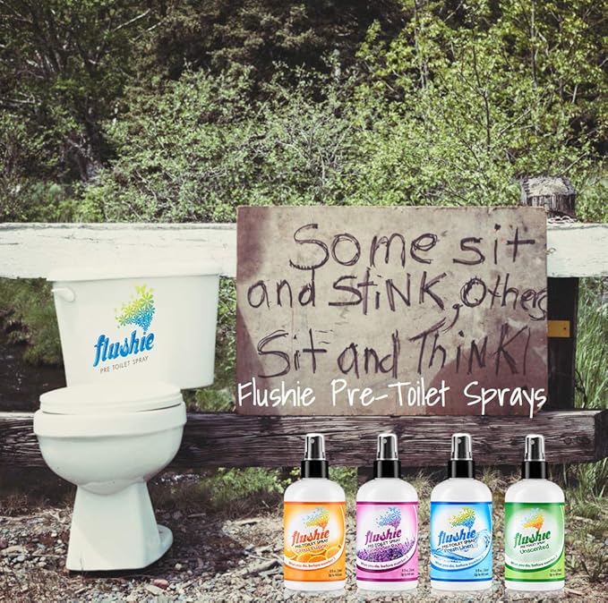 Flushie Pre-Toilet Spray Poop Spray Travel Size Toiletries Bathroom Spray for Toilet Traveling Essentials Poop deodorizer Poop Odor eliminator 4oz (Unscented 2 Pack)