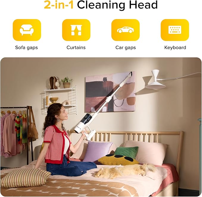 roborock H60 Cordless Stick Vacuum Cleaner 115AW Suction Power 60-Min Runtime 90° Bendable Tube Dust-Revealing LED Anti-Tangle Cordless Vacuum Cleaners for Home Carpets Hard Floors &amp Pet Ha
