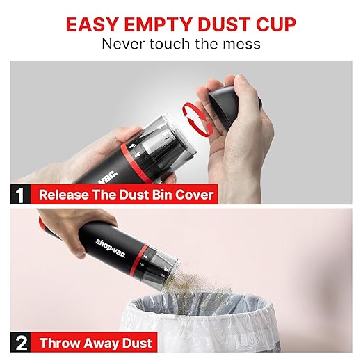 Shop-Vac 2-in-1 Car Vacuum &amp Air Duster 14000Pa Blow/Suction Portable Cordless Vacuum Mini Blower Handheld &amp Lightweight with 6 Nozzles Type-C Rechargeable for Auto/Home/Office