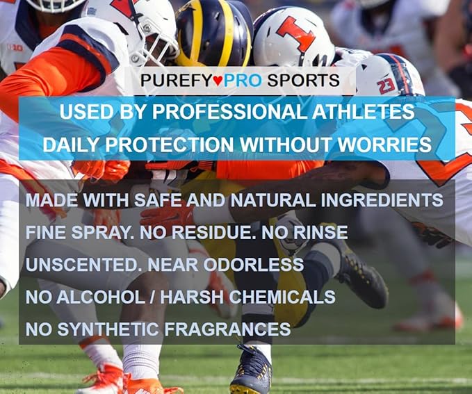 Purefypro Sports Equipment Disinfectant Spray (16oz 2pk) Kills 99.9999% MRSA HIV Athlete Foot Fungus Virus Fungi. No Residue. Great For Sports Pads Yoga Mats Shoes Boxing Gloves Gym Equipment